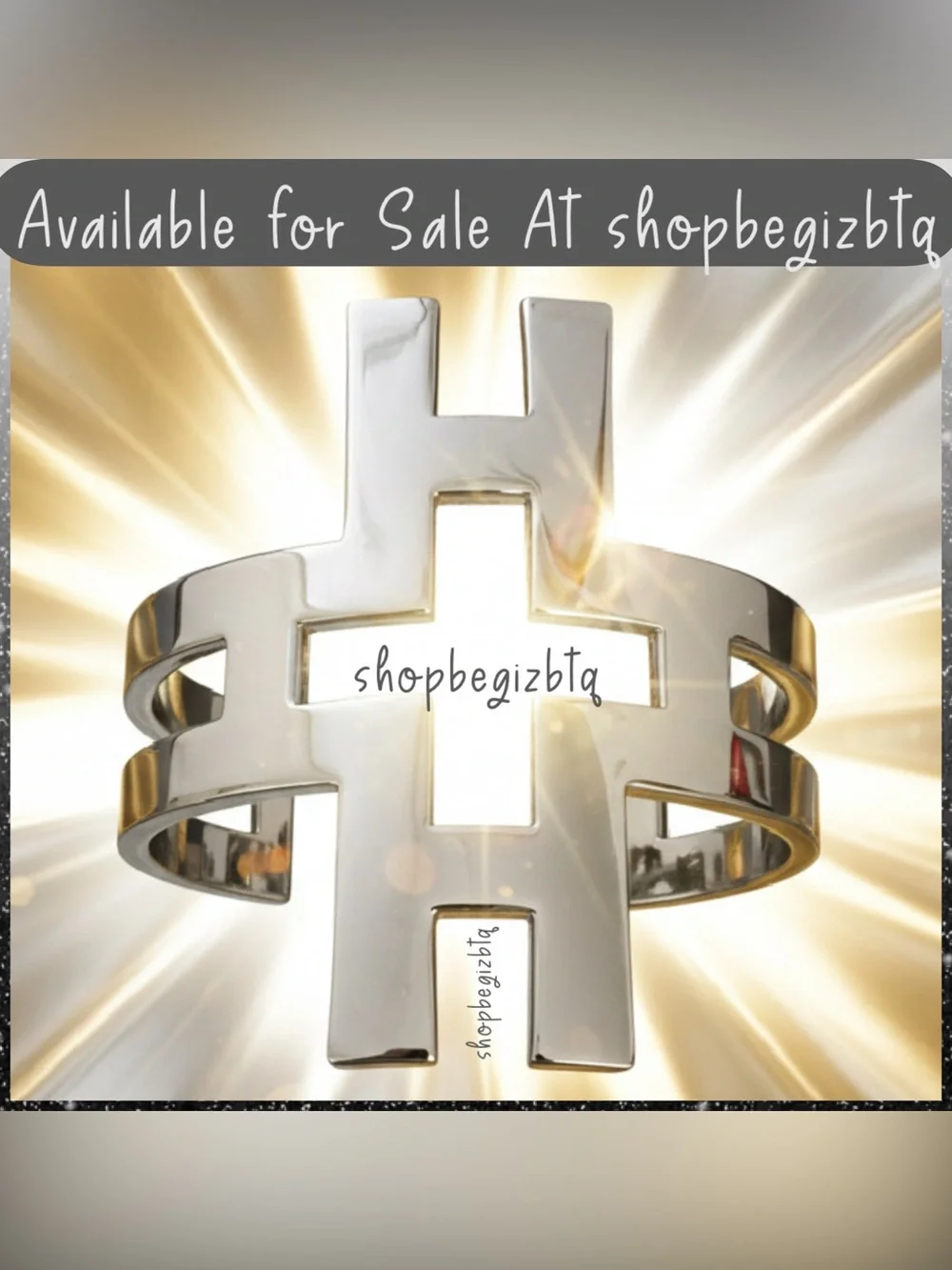 Authentic NWT Tory Burch Bold Statement Polished Silver Hicks Large Cuff Bracele